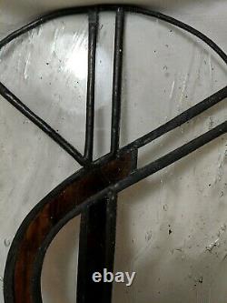 Pair Vintage Antique Stained Glass Christian Church Door Window Panel 15 1800's