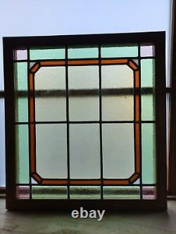 Pair of Antique Reclaimed Stained Glass Window Panels