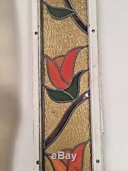 Pair of Antique Stained Glass Side Light Window Panels Architectural Salvage
