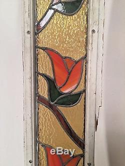 Pair of Antique Stained Glass Side Light Window Panels Architectural Salvage