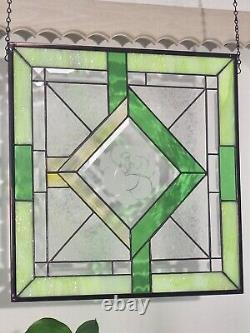 Pair of Stained glass Panels handmade In US 18 3/8x18 ½ (46.5x47cm)