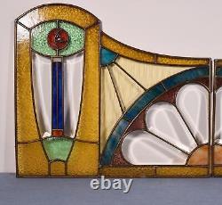 Pair of Vintage French Art Deco Stained Glass Panels with Copper Frames