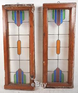 Pair of Vintage Stained Glass Window Panels (2760)NJ