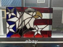Patriotic Eagle Stained Glass Panel Handcrafted
