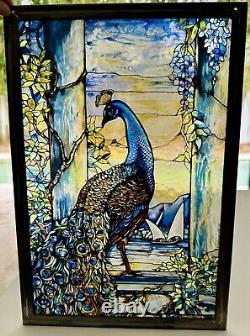 Peacock Louis C. Tiffany Stained Glass Reproduction Glassmasters Hanging Panel