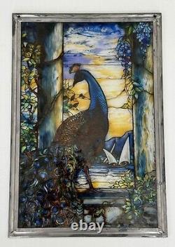 Peacock Louis C. Tiffany Stained Glass Reproduction Glassmasters Hanging Panel