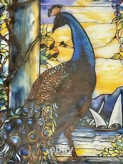 Peacock Louis C. Tiffany Stained Glass Reproduction Glassmasters Hanging Panel