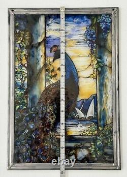 Peacock Louis C. Tiffany Stained Glass Reproduction Glassmasters Hanging Panel