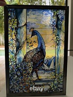 Peacock Louis C. Tiffany Stained Glass Reproduction Glassmasters Hanging Panel