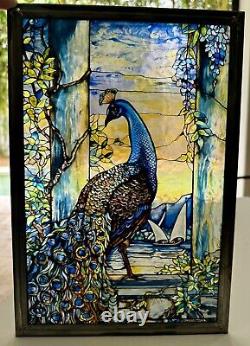 Peacock Louis C. Tiffany Stained Glass Reproduction Glassmasters Hanging Panel