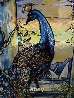 Peacock Louis C. Tiffany Stained Glass Reproduction Glassmasters Hanging Panel