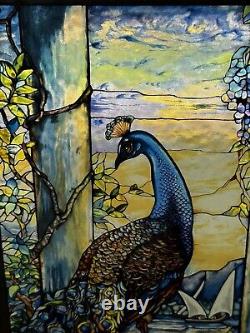 Peacock Louis C. Tiffany Stained Glass Reproduction Glassmasters Hanging Panel