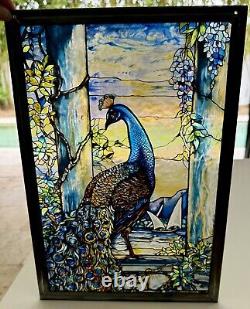 Peacock Louis C. Tiffany Stained Glass Reproduction Glassmasters Hanging Panel