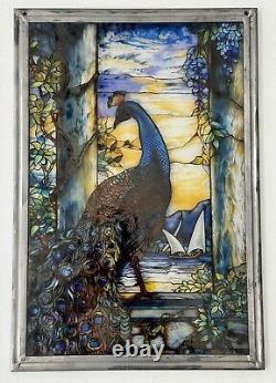 Peacock Louis C. Tiffany Stained Glass Reproduction Glassmasters Hanging Panel