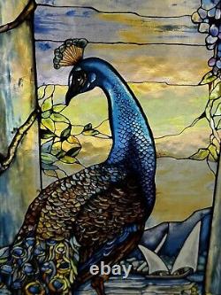 Peacock Louis C. Tiffany Stained Glass Reproduction Glassmasters Hanging Panel