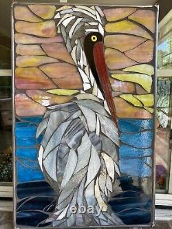 Pelican Stained Glass Mosaic Nautical Ocean Tropical Wall Panel