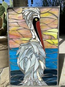 Pelican Stained Glass Mosaic Nautical Ocean Tropical Wall Panel