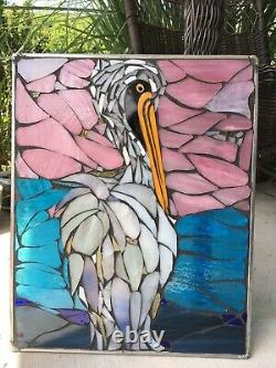 Pelican Stained Glass Mosaic Nautical Ocean Wall Panel