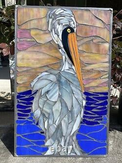 Pelican Stained Glass Mosaic Nautical Ocean Wall Panel