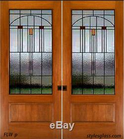 Pocket door Solid wood with stain glass panels WoW