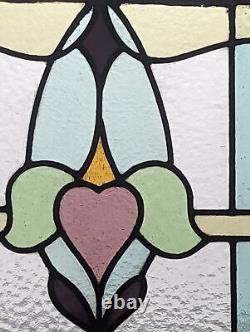 Pretty Charming English Arts & Craft Compact Stained Glass Panel