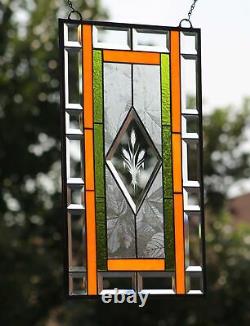 Pumpkin Spice Everything Nice -Stained Glass Window Panel Beveled 22.5x14.5