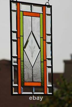 Pumpkin Spice Everything Nice -Stained Glass Window Panel Beveled 22.5x14.5