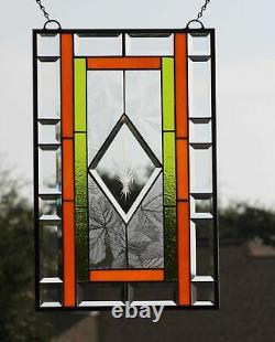 Pumpkin Spice Everything Nice -Stained Glass Window Panel Beveled 22.5x14.5