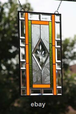 Pumpkin Spice Everything Nice -Stained Glass Window Panel Beveled 22.5x14.5