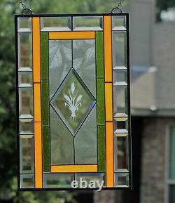 Pumpkin Spice Everything Nice -Stained Glass Window Panel Beveled 22.5x14.5