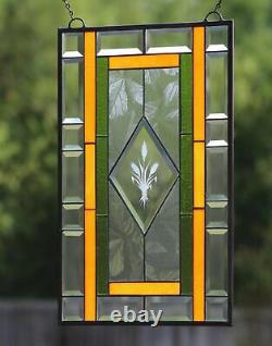 Pumpkin Spice Everything Nice -Stained Glass Window Panel Beveled 22.5x14.5