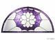 Purple Flower Symbol Half Moon Beveled Tiffany Stained Glass Window Panel 33