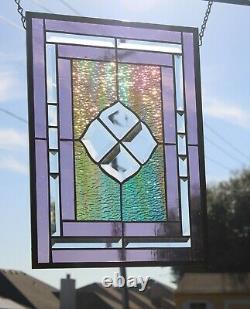 Purple Princess Beveled Stained Glass Window Panel-16 1/2x12 1/2 HMD-US