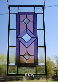 Purple portal Beveled Stained-Glass Window Panel's. 20 1/2 X 10 1/2