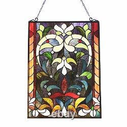 RADIANCE goods Tiffany-Style Victorian Stained-Glass Window Panel 24 Height