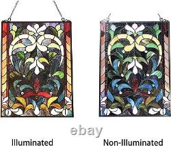 RADIANCE goods Tiffany-Style Victorian Stained-Glass Window Panel 24 Height