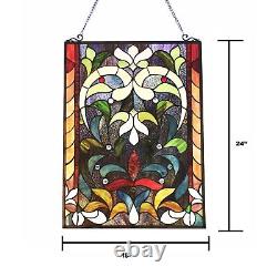 RADIANCE goods Tiffany-Style Victorian Stained-Glass Window Panel 24 Height