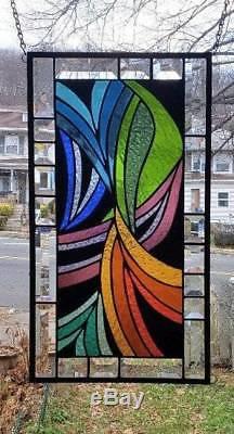 RAINBOW GONE WILD Stained Glass Window Panel (Signed and Dated)