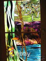 RAINFOREST DOORS 6 leadlight panels forming 2 doors CUSTOM BUILT STAINED GLASS