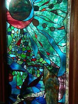 RAINFOREST DOORS 6 leadlight panels forming 2 doors CUSTOM BUILT STAINED GLASS