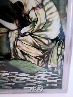 REPRO Louis Tiffany Flamingo Stained Glass Glassmasters Window Hanging Panel