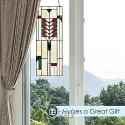 RIVER OF GOODS 23.37 H Stained Glass Window Hanging Colorful Glass Panel a