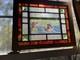 Rare vintage stained glass window panel hanging