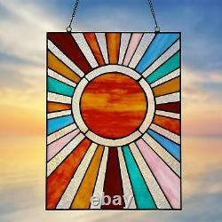 Rays of Sunshine Tiffany Style Stained Glass Window Panel Suncatcher 10x14in