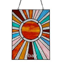 Rays of Sunshine Tiffany Style Stained Glass Window Panel Suncatcher 10x14in