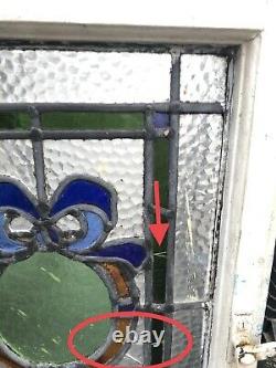 Reclaimed Emblem Leaded Light Stained Glass Wooden Window Panel NEED RESTORATION