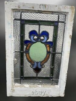 Reclaimed Emblem Leaded Light Stained Glass Wooden Window Panel NEED RESTORATION