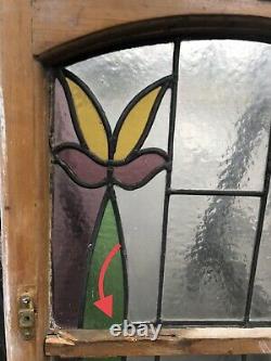 Reclaimed Leaded Light Stained Glass Art Nouveau Wooden Window Panel RESTORATION