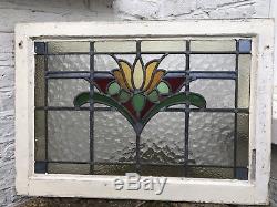Reclaimed Old Leaded Stained Glass Victorian Edwardian Panel Window