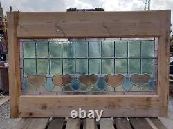 Reclaimed Stained Glass Window Screen Panel Leaded Art Nouveau Hearts